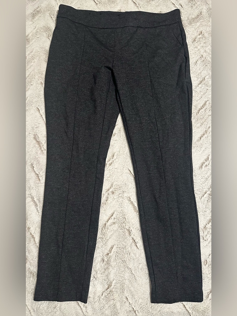 Hilary Radley Narrow Leg Stretch Slim Ponte Pants- Heather Charcoal - Picture 2 of 12